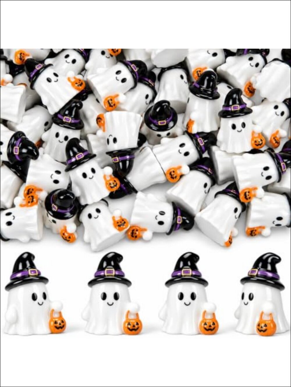 80Pcs Mini Resin Ghost Figurines Halloween Miniature Decor Party Favors